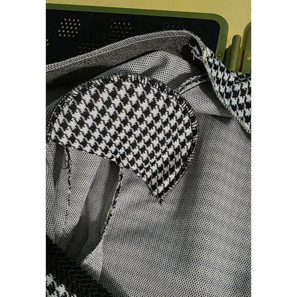 Houndstooth Anthony Richards Black White Vintage Open Blazer size 16 academia - Picture 5 of 6